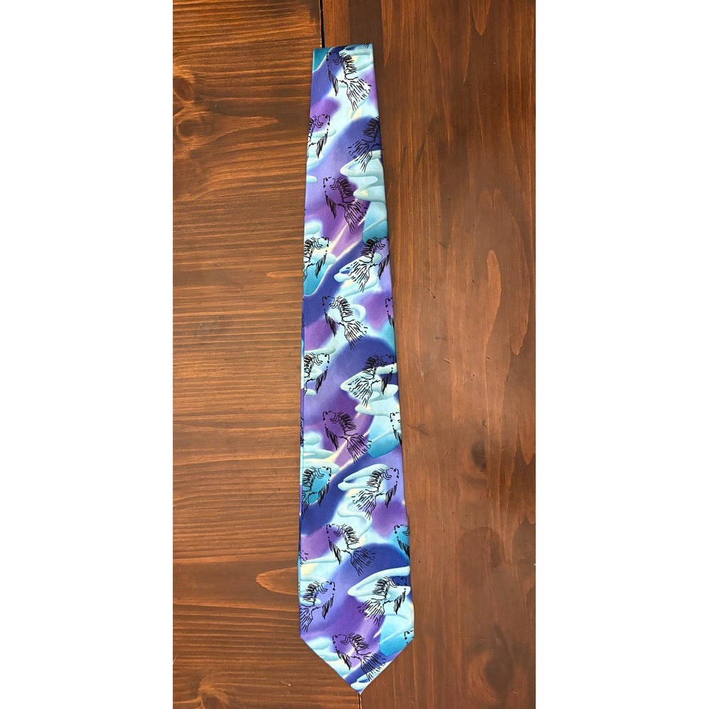 J Garcia Silk Necktie Little Fish Collection Thirty Seven Blue Purple